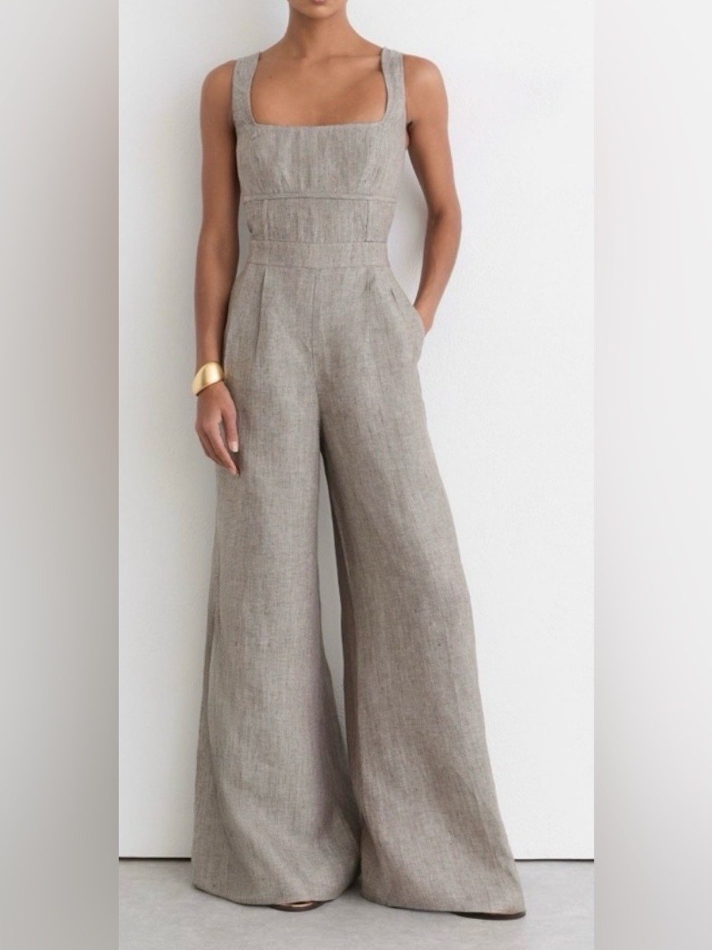 NEW REISS Flora Linen Wide-Leg Jumpsuit in
Neutral 10 - Picture 2 of 9